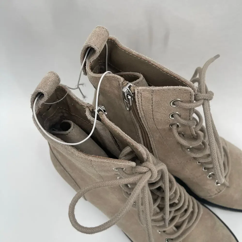 DOLCE VITA Nigel Boots Size 8 Lace Up Heels NEW Suede Leather Bootie Taupe NWOT - Picture 13 of 16